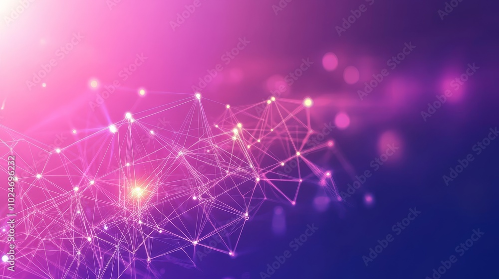 Aufkleber abstract digital background with interconnected lines and glowing nodes in purple tones.