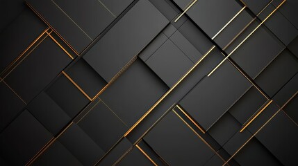 A sleek, modern abstract design featuring black and gold geometric shapes.