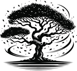 Obraz premium black and white tree silhouette