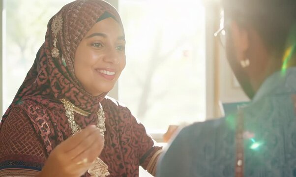 Tunisian Woman at Parent-Teacher Conference