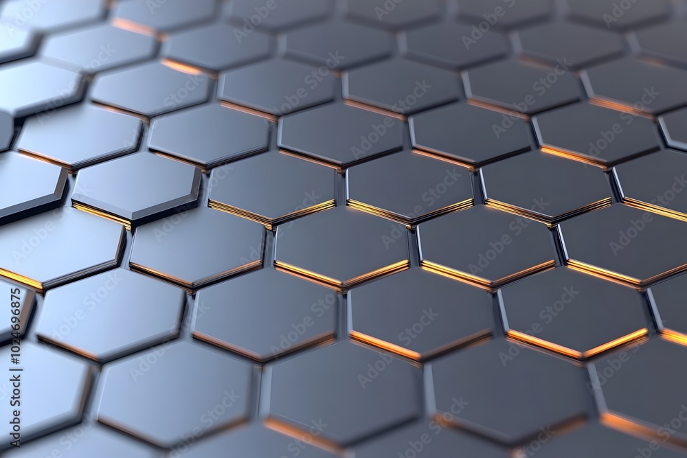 Aufkleber sleek 3d hexagonal pattern with metallic textures and reflective surfaces