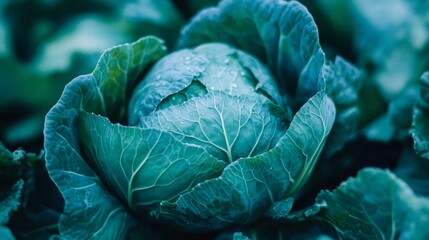 Obraz premium Fresh cabbage garden close-up