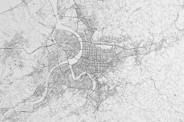 Obraz premium Map of the streets of Taipei (Taiwan) on white background. 3d render, illustration