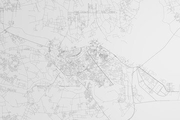 Map of the streets of Haifon (Vietnam) on white background. 3d render, illustration