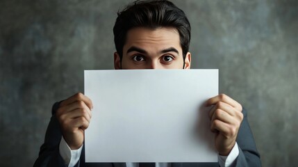 Naklejka premium Businessman concealing with paper