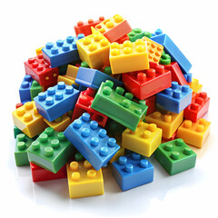 A pile of colorful toy building blocks ready for play.**