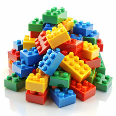 Fototapeta premium A pile of colorful toy building blocks ready for play.**