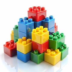 Naklejka premium A pile of colorful toy building blocks ready for play.**