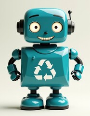 blue screen robot with hands