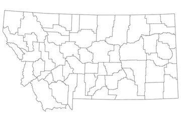 High detailed illustration map - outline Montana State Map