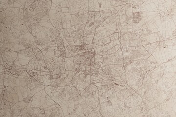 Map of Dortmund (Germany) on an old vintage sheet of paper. Retro style grunge paper with light coming from right. 3d render