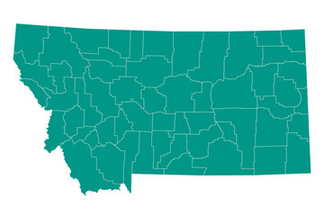 Montana administrative map. counties map of Montana, blank Map, empty map of Montana