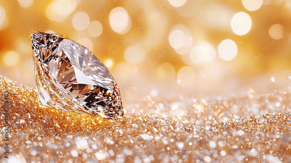 Aufkleber a close-up of a diamond on a sparkling surface with a bokeh of light in the background