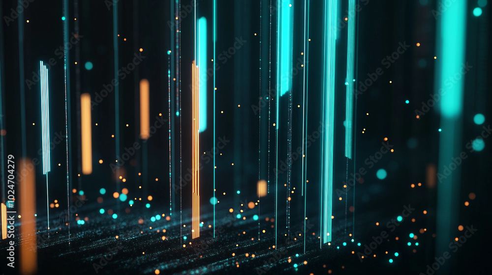 Poster vibrant neon lines and dots creating a futuristic atmosphere