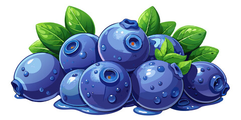blueberries with leaves, blueberry illustration - vector illustration of blueberry isolated on white, blueberry vector art
