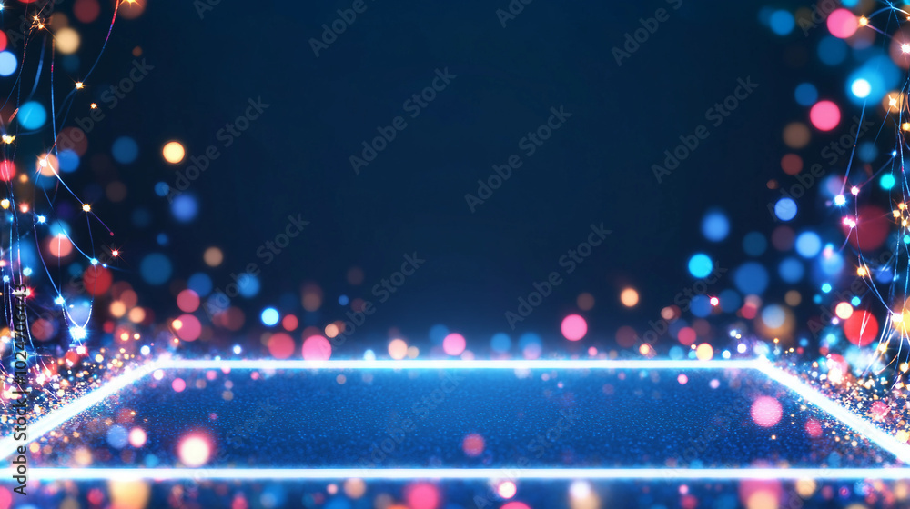 Poster colorful bokeh lights creating a vibrant background for celebrations and events