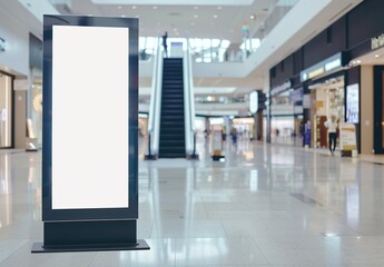Mock up, empty digital billboard in shopping mall	