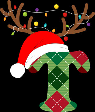 christmas font letter t