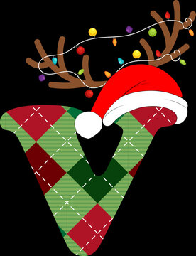 christmas font letter v