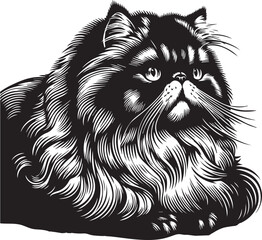 Persian cat big hair cute vector