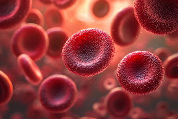 Red blood cells moving through a microscopic view of the bloodstream