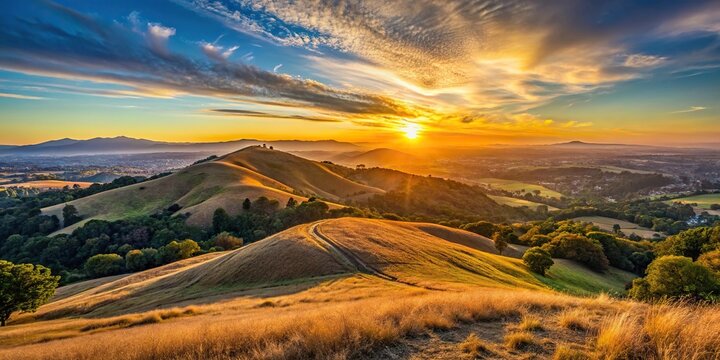 Sunset view of Mt Diablo in Dougherty Hills, San Ramon, California