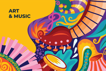 Vector illustration colorful music poster banner background