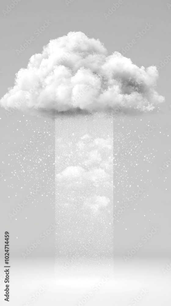 Aufkleber a monochromatic image of a cloud in the sky with stars cascading from it