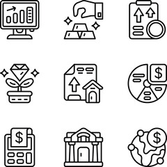 Investment line icons for website or app.