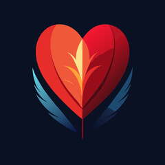Fototapeta premium a red heart make up of feathers