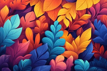 Fototapeta premium Vibrant autumn foliage in various shades, Colorful autumn leaves in different hues