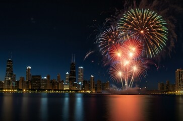 Fototapeta premium fireworks over the river