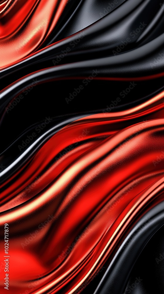 Aufkleber close-up of a red and black background with wavy lines at the bottom and a solid black and red line 