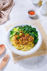 Indonesian Food Chicken Noodles or Mie Ayam