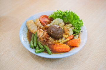 Indonesian Food Selat Solo, braised beef steak in sweet soy sauce with boiled vegetables.