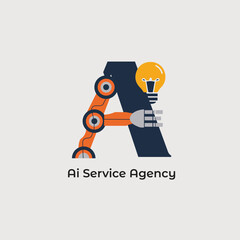 Ai service Agency logo. intelligence, science, artificial, communication, illustration, sign.