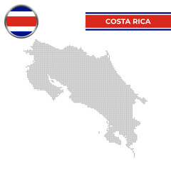 Fototapeta premium Dotted map of Costa Rica with circular flag