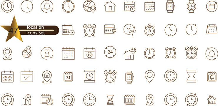icons set time and date
