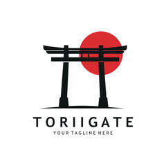 Japanese torii gate logo design vector illustration template