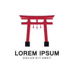 Japanese torii gate logo design vector illustration template
