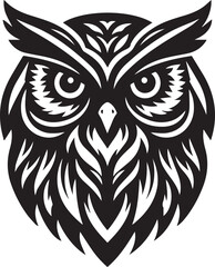 Owl head vector silhouette design 