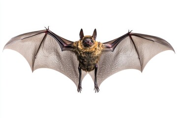 Obraz premium Flying Bat with Open Wings Isolated on White Background