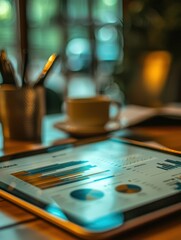 Obraz premium Data Analysis on Tablet Business Charts Graphs Financial Report Market Research Start