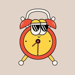 Doodle cute character illustration alarm clock sticker