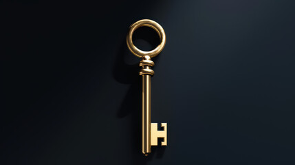 Golden Key to Success: A gleaming golden key, symbolic of opportunity, potential, and unlocking new possibilities. The key rests against a dark backdrop, evoking a sense of mystery and anticipation.