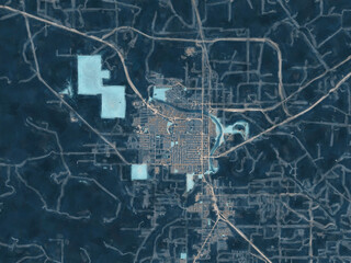 Painterly Style City Map of Carlsbad New Mexico, USA in a Blue Color Scheme.