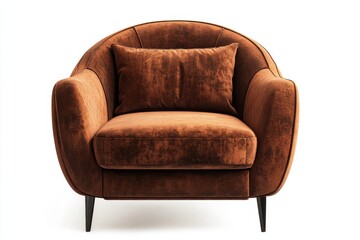 Modern Brown Velvet Armchair with Black Legs
