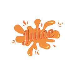 juice. food. refreshing juice, drink. bright inscription. inscription juice, inscription juice with prizes. logo. label. bright letters. vector illustration. pink, blue, orange