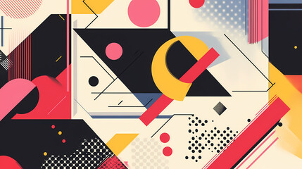 Geometric shapes and compositions inspired by Bauhaus or Memphis. Retro elements, geometric pattern for banners, posters, and leaflets. Geometric design background vector