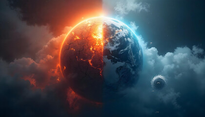 Fototapeta premium Planet Earth - Global warming futuristic background